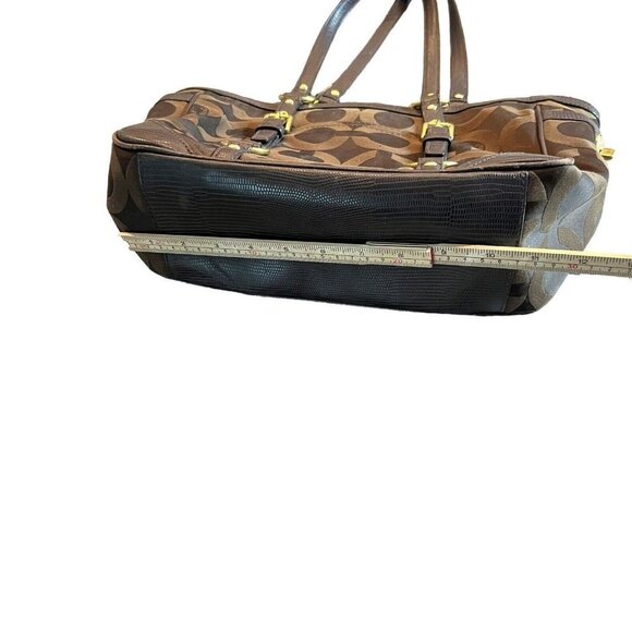 Coach Op Art Sateen chocolate color handbag - Picture 12 of 16